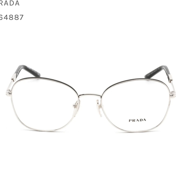 Prada 0PR 64YV Eyeglasses Silver/Black Frame Round Full Rim 54-18-135 No Case - Picture 2 of 15